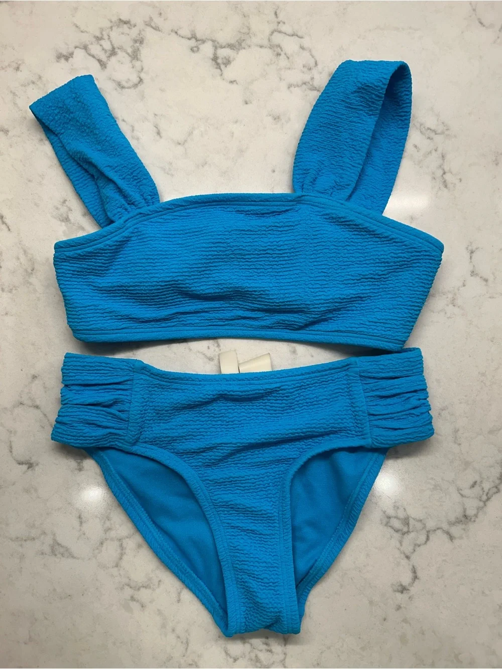 GB girls Pink and Blue Textured Kids Bikini Swimsuits